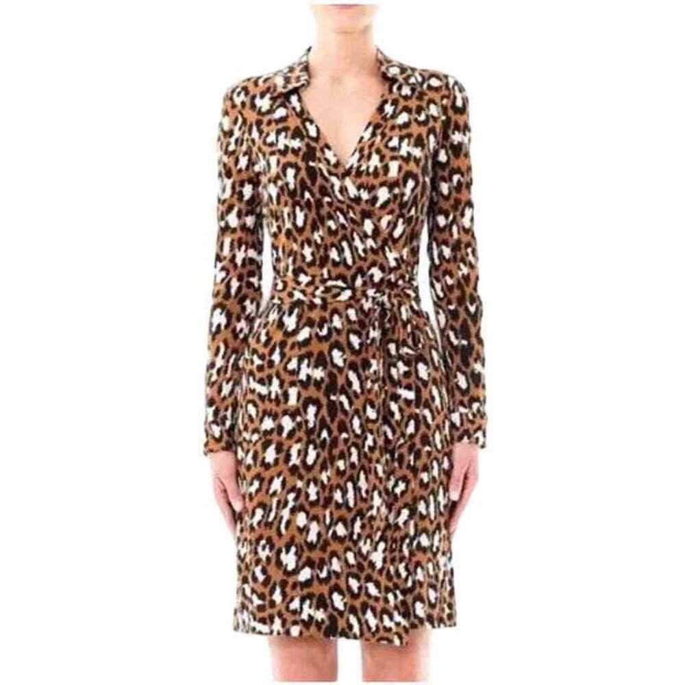 Diane Von Furstenberg Jeanne Silk Leopard Jersey Wrap Dress - Picture 2 of 16